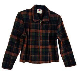 Simply Manakin Brown Wool Cashmere Blend VintagePlaid Cropped Coat Women 14